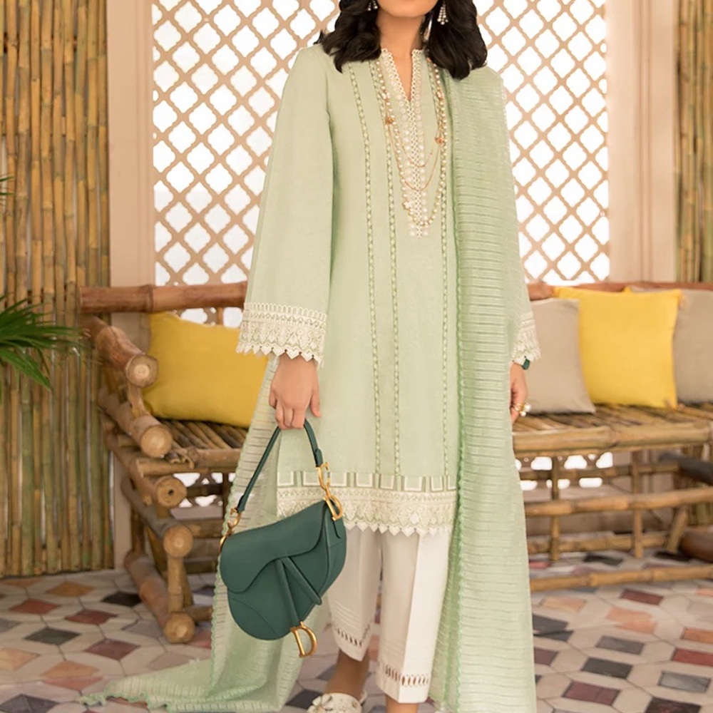 Chic Mint Green Kurta Set with Dupatta